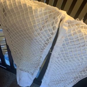 White stretch net jeans